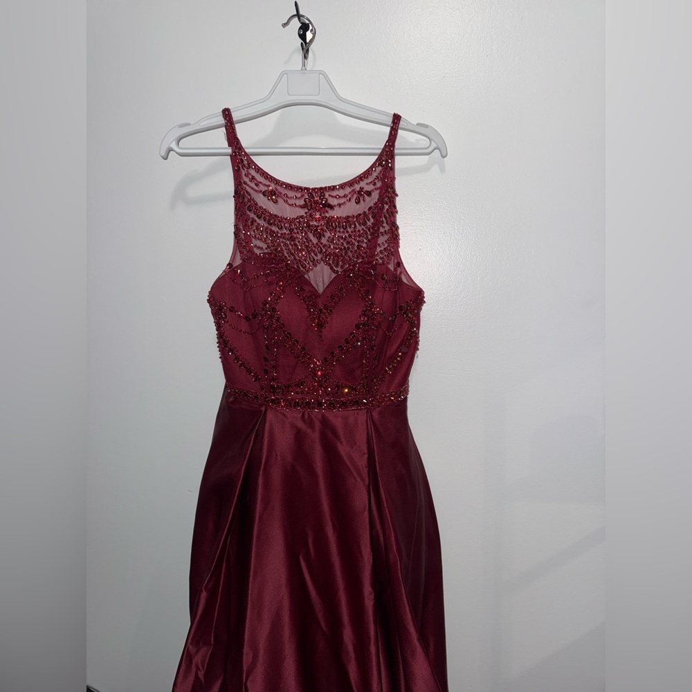 Elegant Burgundy Beaded Dress